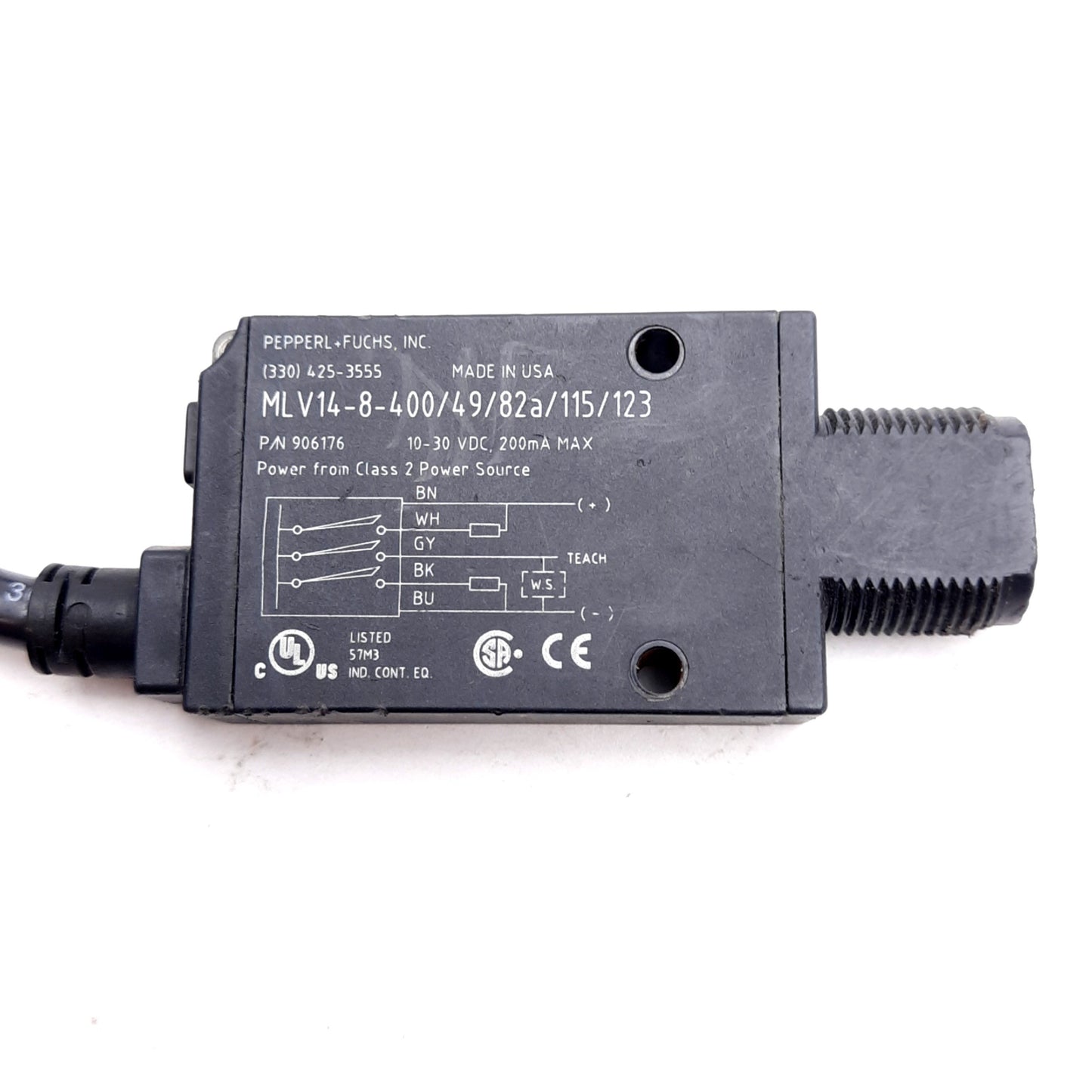Used Pepperl & Fuchs MLV14-8-400/49/82a/115/123 Photoelectric Sensor, 400mm, 10-30VDC