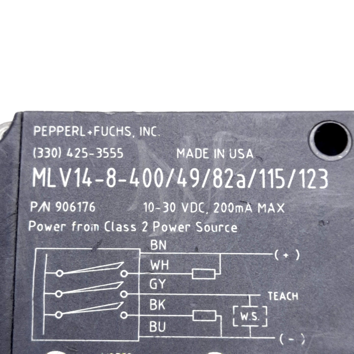 Used Pepperl & Fuchs MLV14-8-400/49/82a/115/123 Photoelectric Sensor, 400mm, 10-30VDC