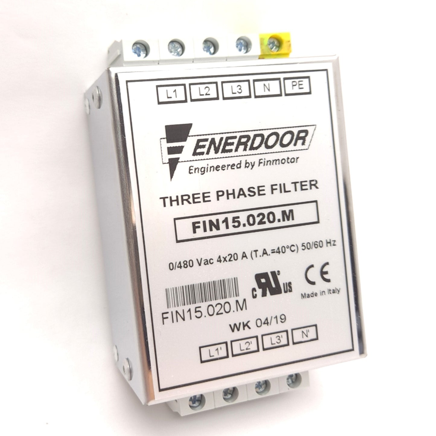 New Enerdoor FIN15.020.M EMI/RFI Filter, Three-Phase Plus Neutral, 480VAC 20A