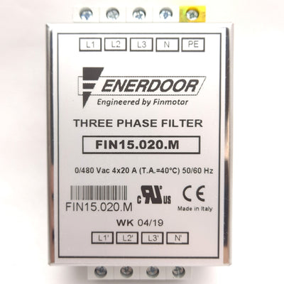 New Enerdoor FIN15.020.M EMI/RFI Filter, Three-Phase Plus Neutral, 480VAC 20A