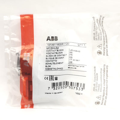 New ABB MCBH-02 Pushbutton Block & 2NC Contacts, 22mm, 690V 10A Max