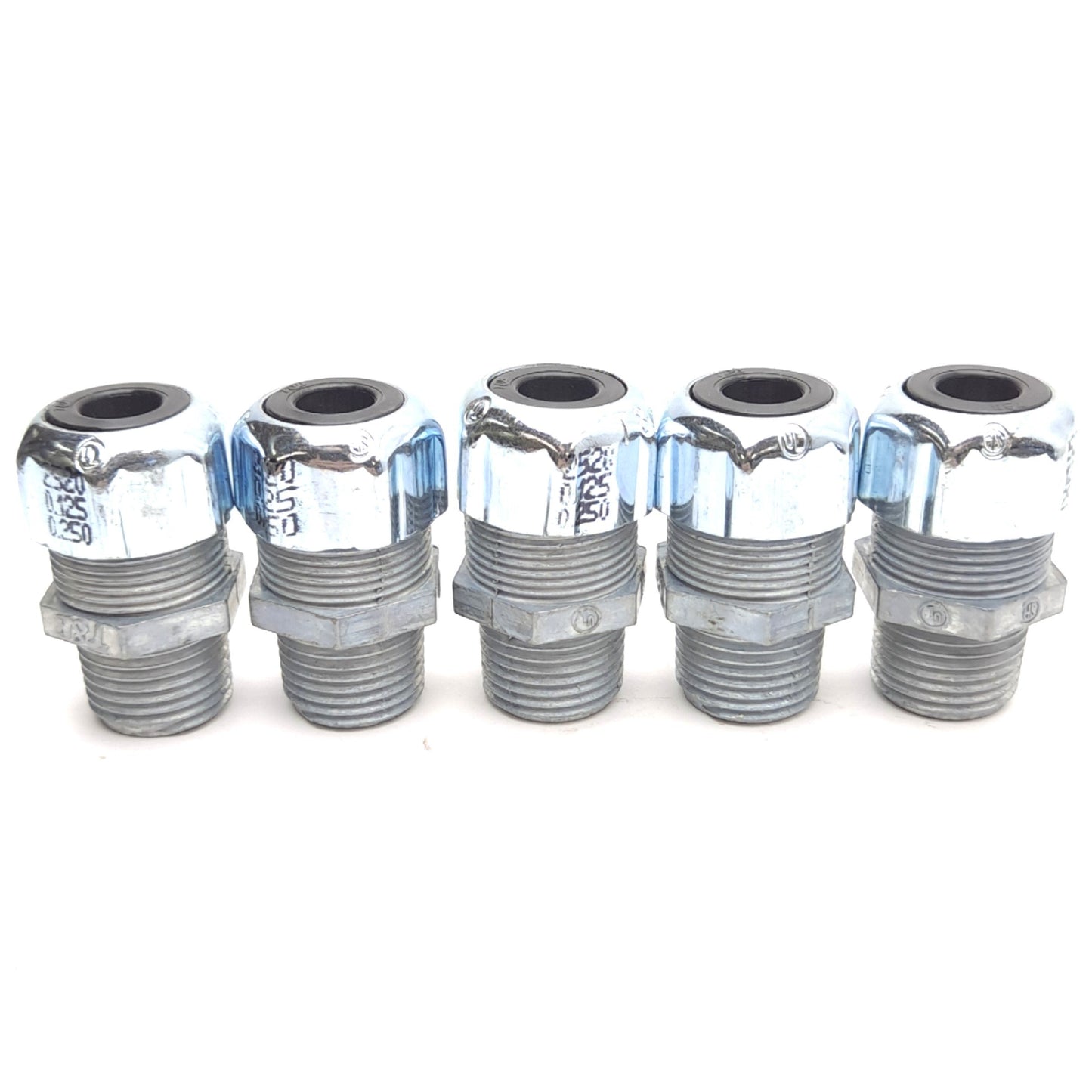 New – Open box Lot of 5 Thomas & Betts 2520 Cord Connector, 1/2in NPT, ø1/8in to ø1/4in Cable