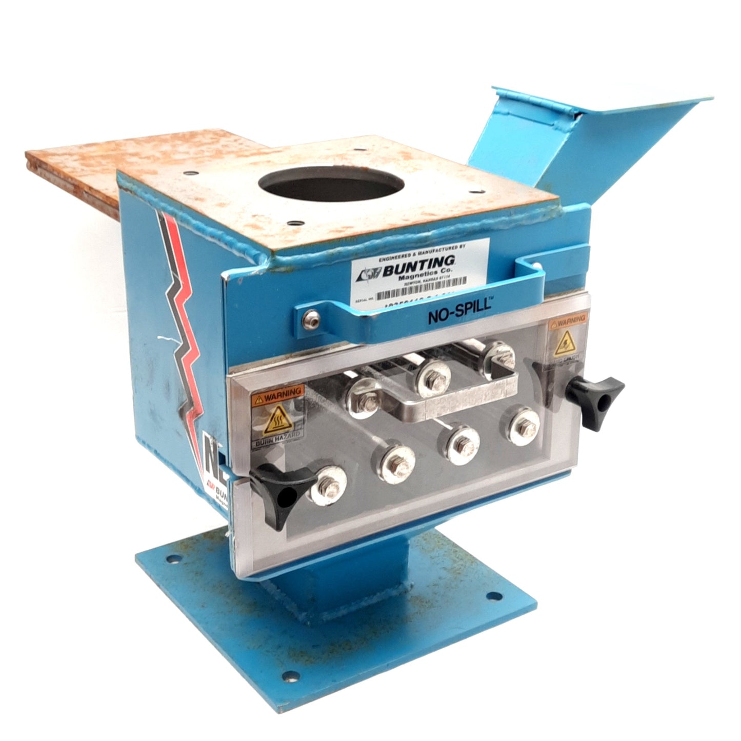 Used Bunting 9350118-2-1-01 Drawer Magnet, ø3.75in Inlet, ø3in Outlet, 8x8in Drawer