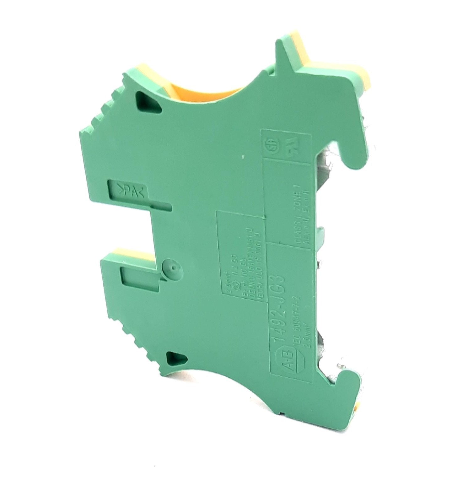Used Lot of 10 Allen Bradley 1492-JG3 Ground Terminal Block, Green/Yellow, 600V 30A