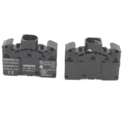 New – Open box Lot of 2 Siemens 3SB3400-1A Lamp Holder 230V AC/DC, Mounting BA 9S