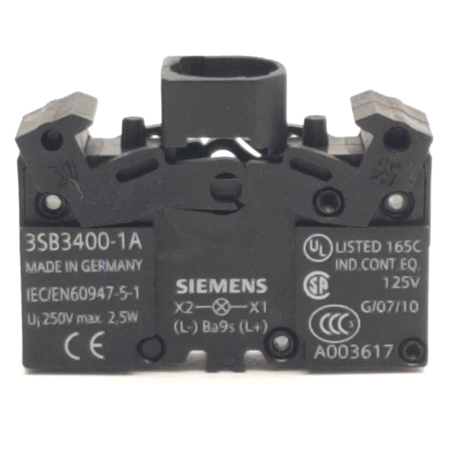 New – Open box Lot of 2 Siemens 3SB3400-1A Lamp Holder 230V AC/DC, Mounting BA 9S