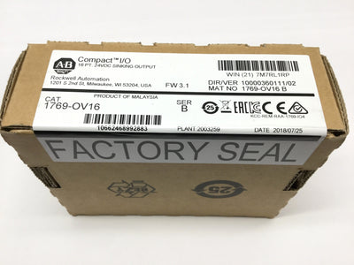New Allen Bradley 1769-OV16 Ser. B CompactLogix PLC Output Module 16-Point 24VDC