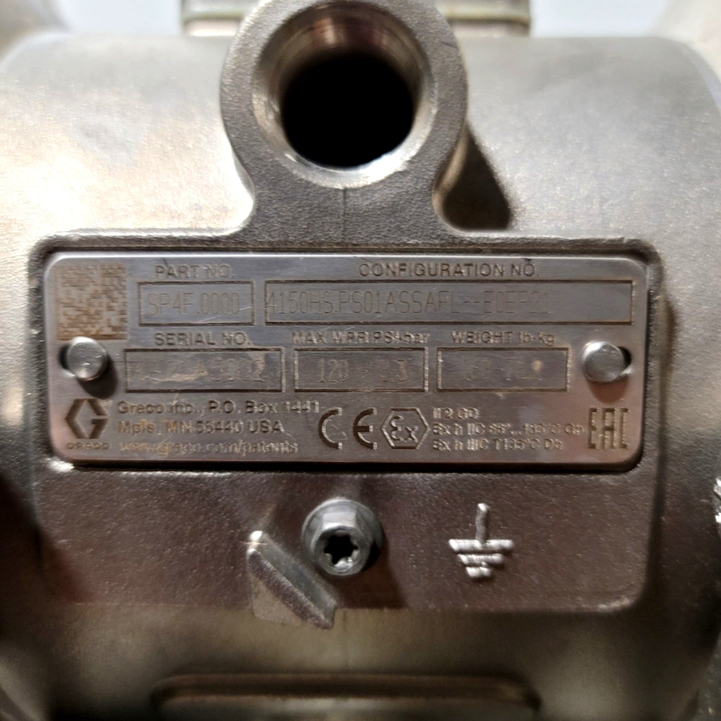 Used Graco SP4F.0000 SaniForce 2.0 HS Stainless Steel Pneumatic Diaphragm Pump 90GPM