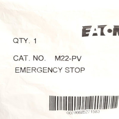 New Eaton M22-PV Emergency Stop Pushbutton Operator, E-Stop Push/Pull, 22.5mm