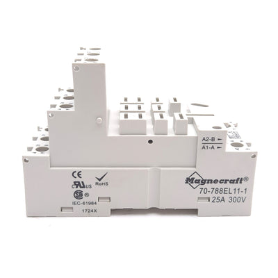 New – Open box Lot of 3 Magnecraft 70-788EL11-1 Relay Socket, 11-Pin Blade, 3-Pole, 300V 25A