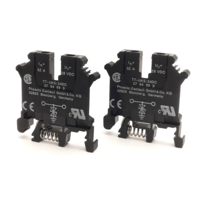 New – Open box Lot of 2 Phoenix Contact TT-UK5/24DC Surge Protector Terminal, 24VDC, 32A Max