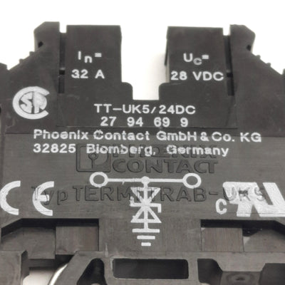 New – Open box Lot of 2 Phoenix Contact TT-UK5/24DC Surge Protector Terminal, 24VDC, 32A Max