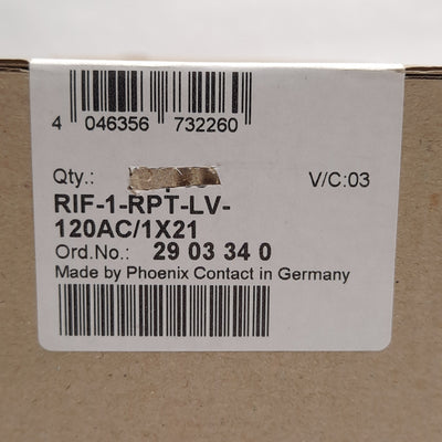 New – Open box Lot of 4 Phoenix Contact RIF-1-RPT-LV-120AC/1X21 2903340 Relay Module, SPDT