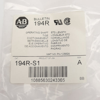 New Allen Bradley 194R-S1 Standard Length Operating Shaft, For 140UP, 194RP /PxT