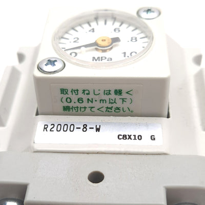 Used CKD R2000-8-W Regulator, Rc 1/4in Ports, 1.0MPa Max, W/ Pressure Gauge