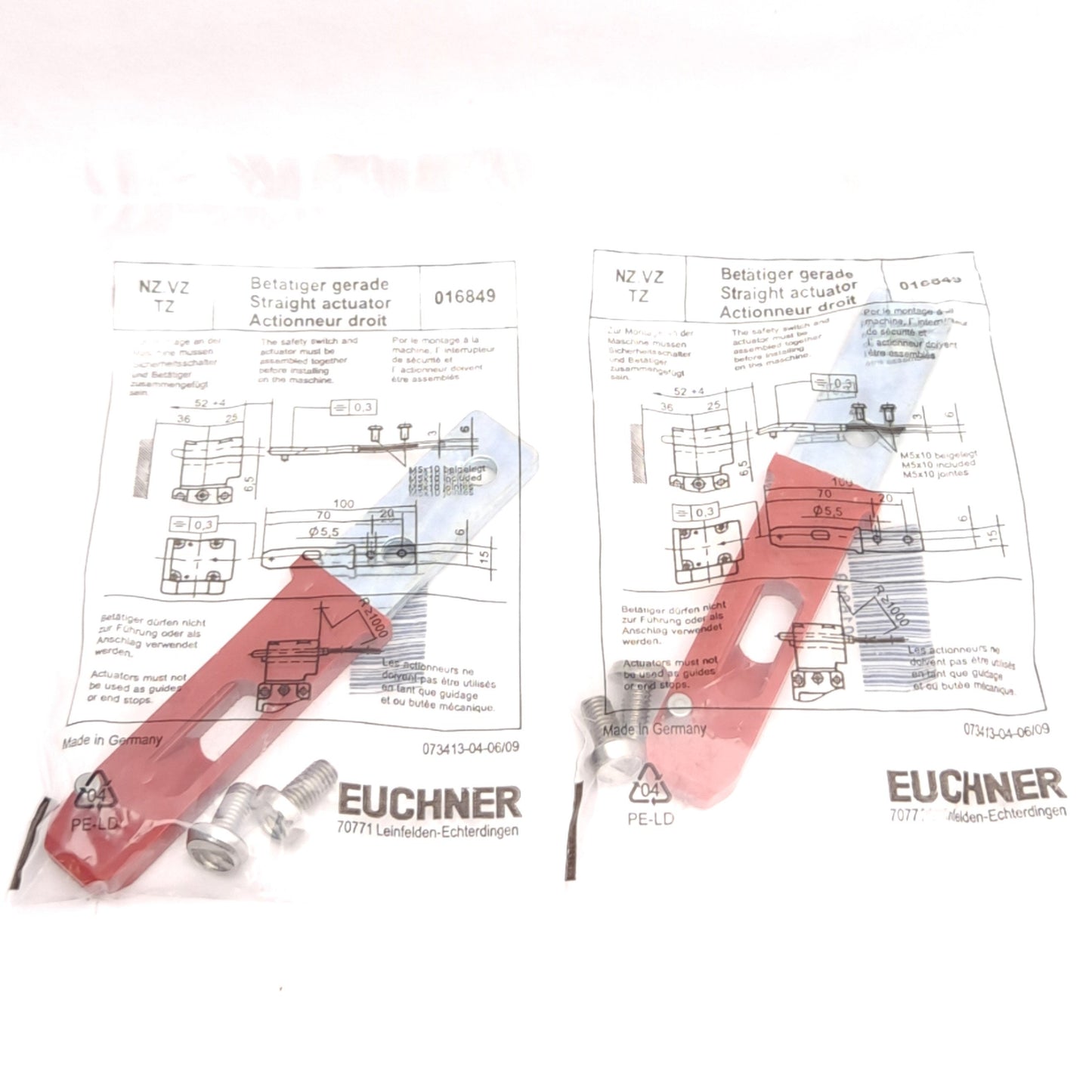 New Lot of 2 Euchner 016849 Safety Switch Actuator 4mm Overtravel 1000mm Door Radius
