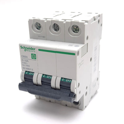 New – Open box Schneider Electric M9F12310 Circuit Breaker, 3-Pole, D-Curve, 240VAC 10A