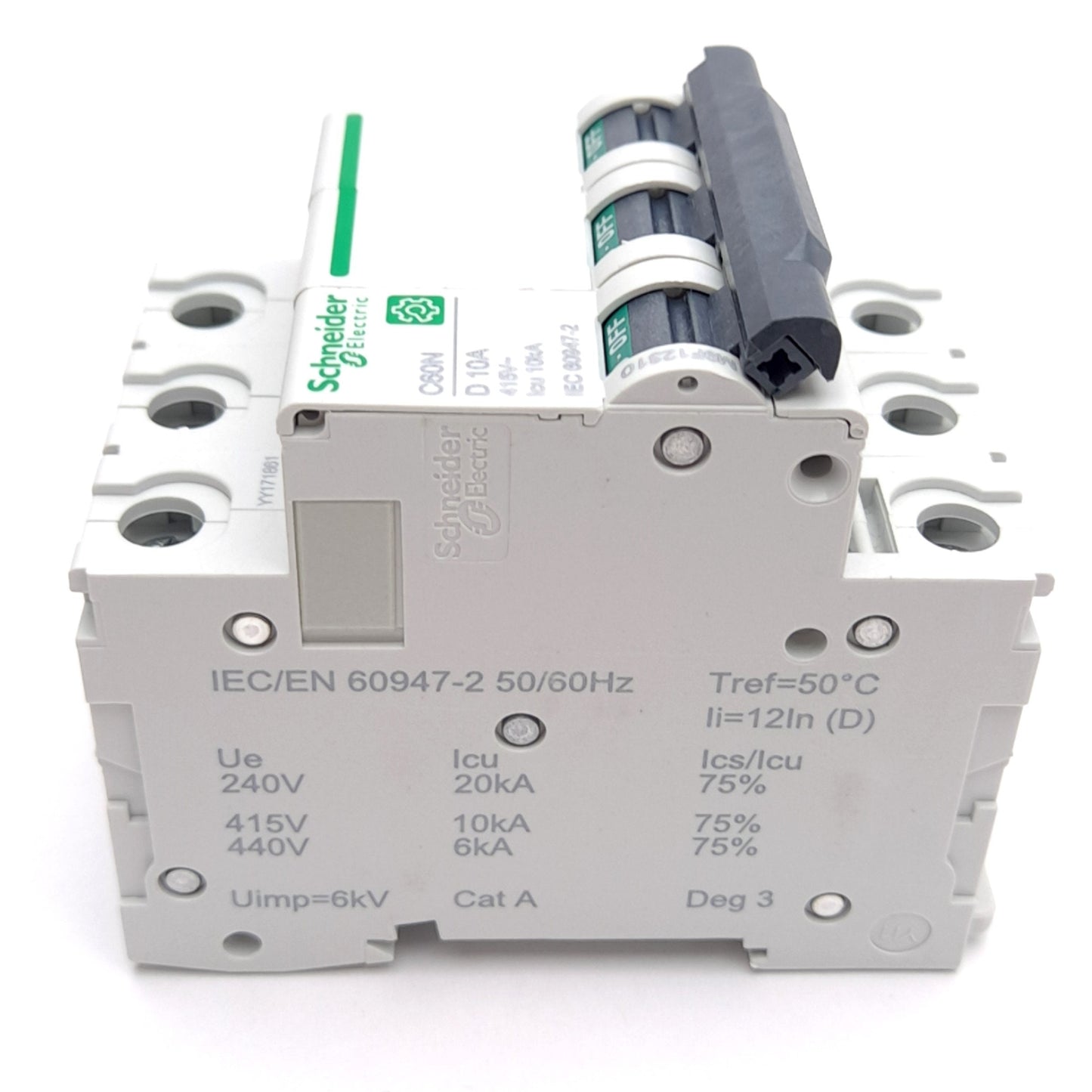 New – Open box Schneider Electric M9F12310 Circuit Breaker, 3-Pole, D-Curve, 240VAC 10A