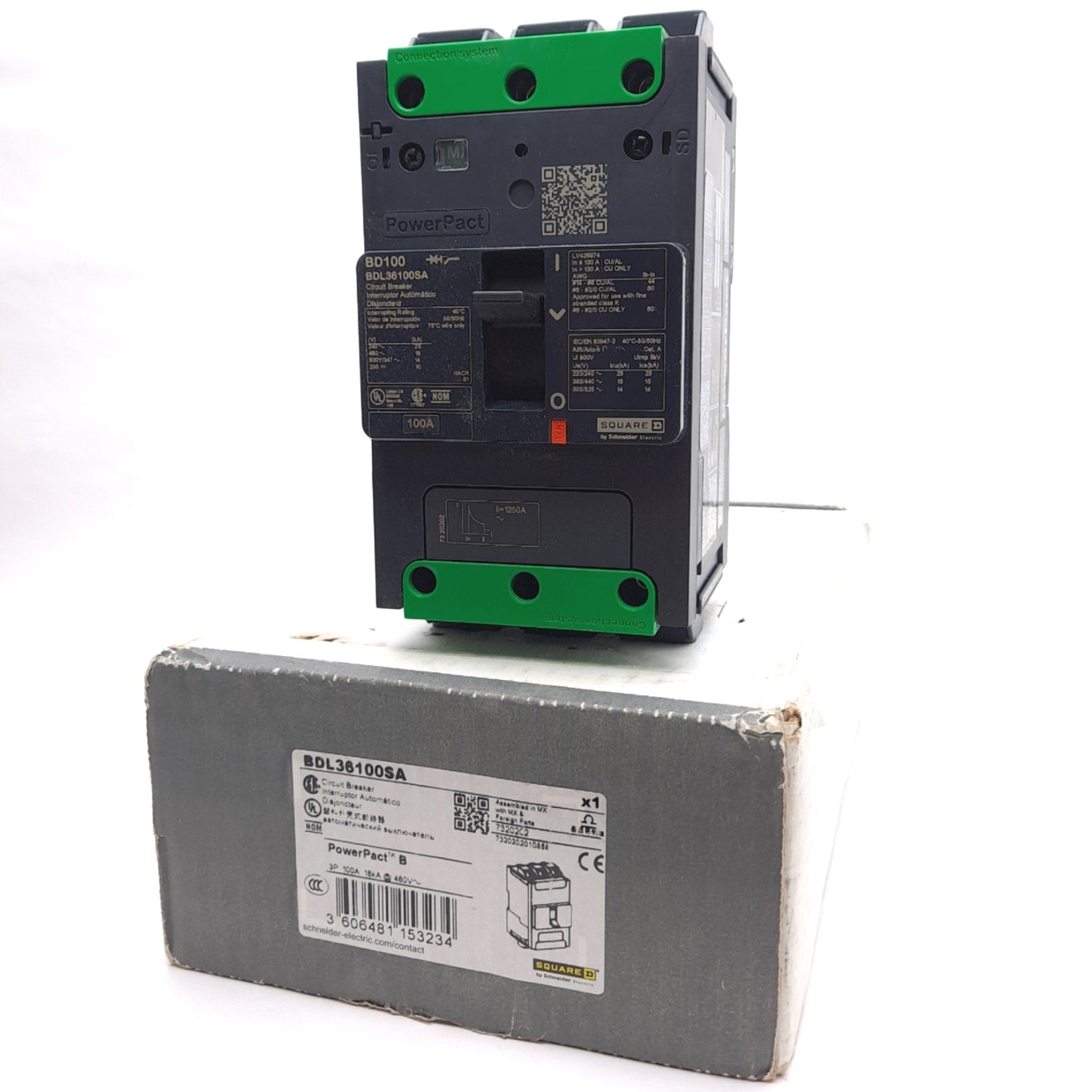 New Square D BDL36100SA PowerPacT B-Frame Circuit Breaker, 3-Pole, 525VAC 100A