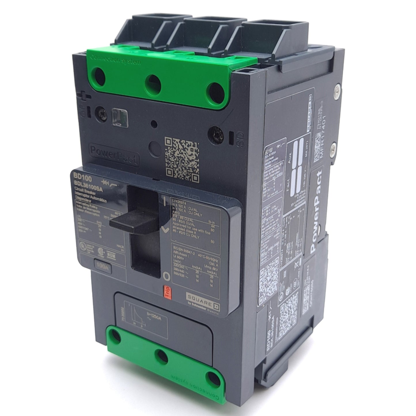 New Square D BDL36100SA PowerPacT B-Frame Circuit Breaker, 3-Pole, 525VAC 100A
