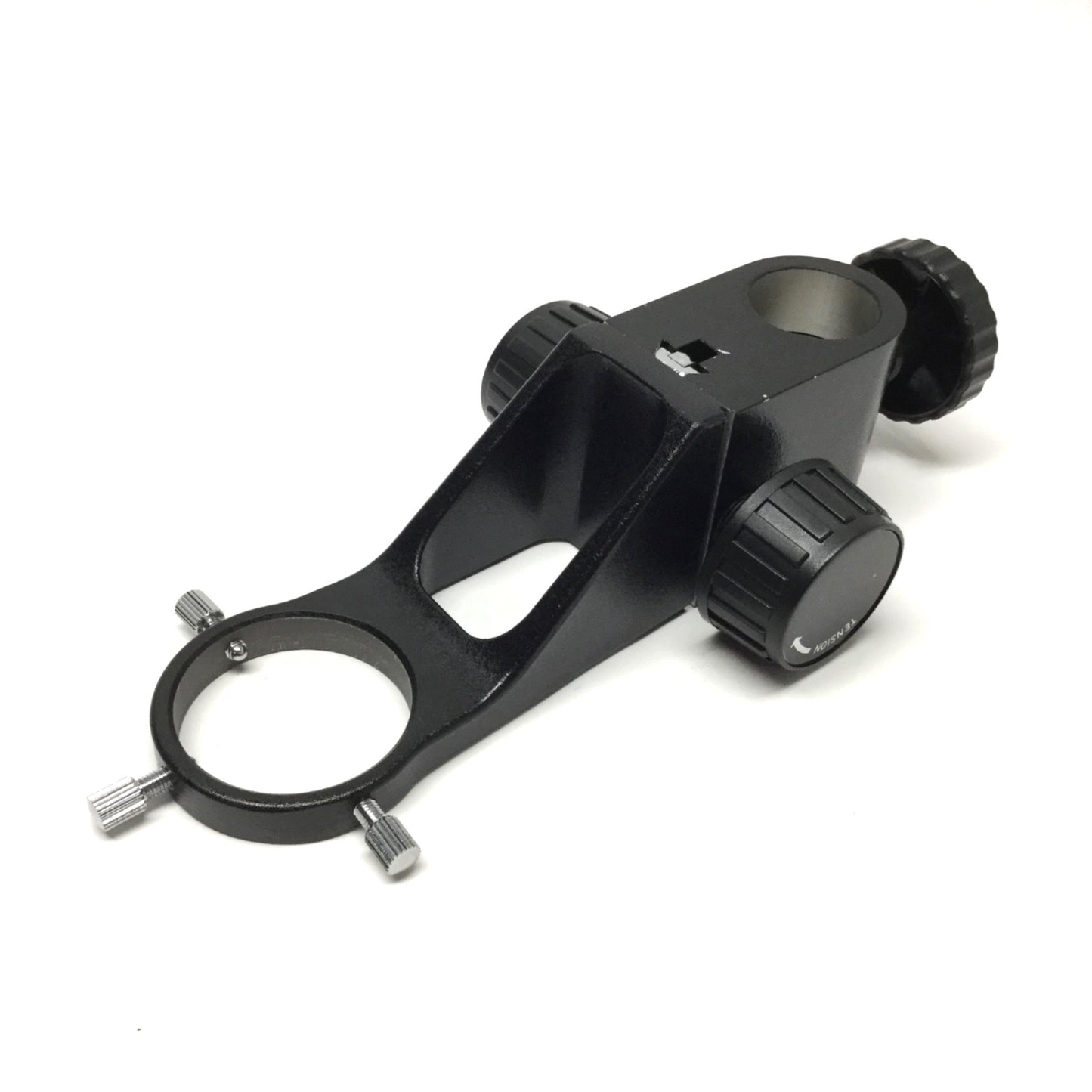 Used Adjustable Microscope Focus Mount Ring 50mm ID Yoke, 40mm Rack Travel, 32mm Bore