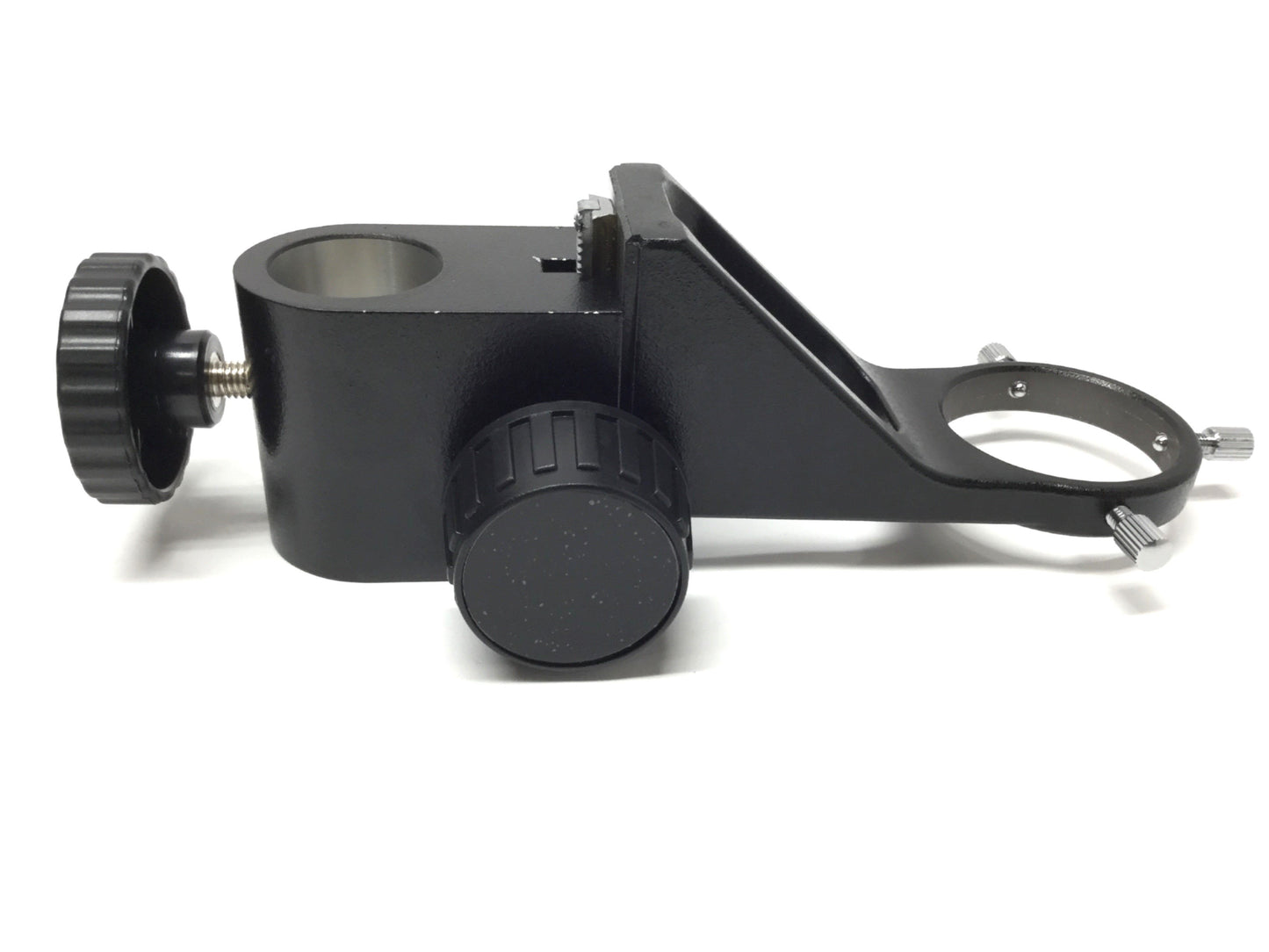 Used Adjustable Microscope Focus Mount Ring 50mm ID Yoke, 40mm Rack Travel, 32mm Bore