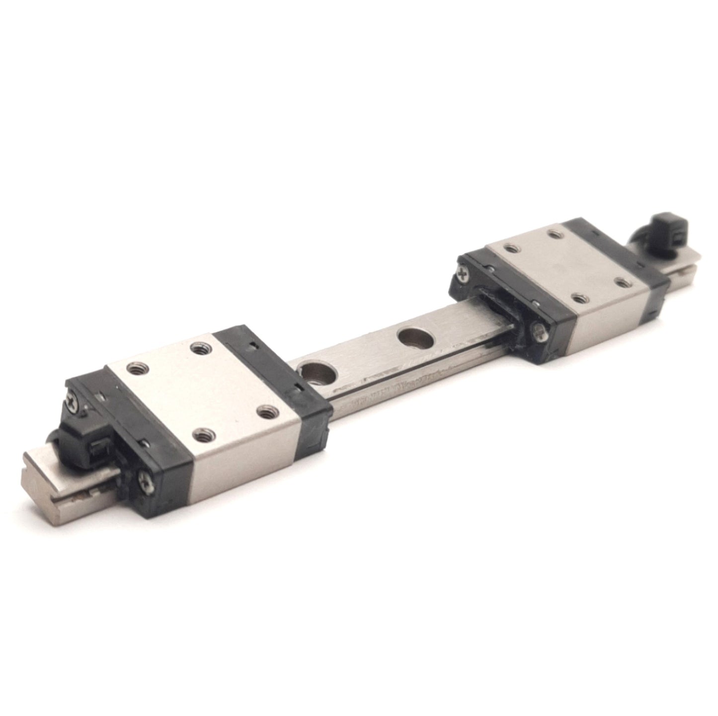 Used Misumi SSEB8 Linear Guide Rail W/ 2x Linear Blocks, 100mm Rail, M2x2.5
