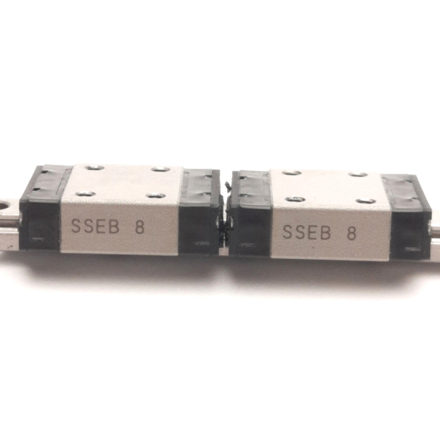 Used Misumi SSEB8 Linear Guide Rail W/ 2x Linear Blocks, 100mm Rail, M2x2.5