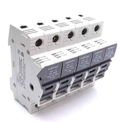 New – Open box Lot of 5 Wohner 31298 Fuse Holder, 1-Pole, 600V 30A, For Class CC Fuse