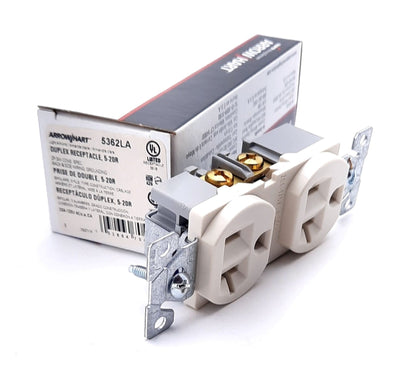 New Lot of 10 Arrow Hart 5362LA Duplex Receptacle 125VAC, 20A, 2 Pole, 3 Wire