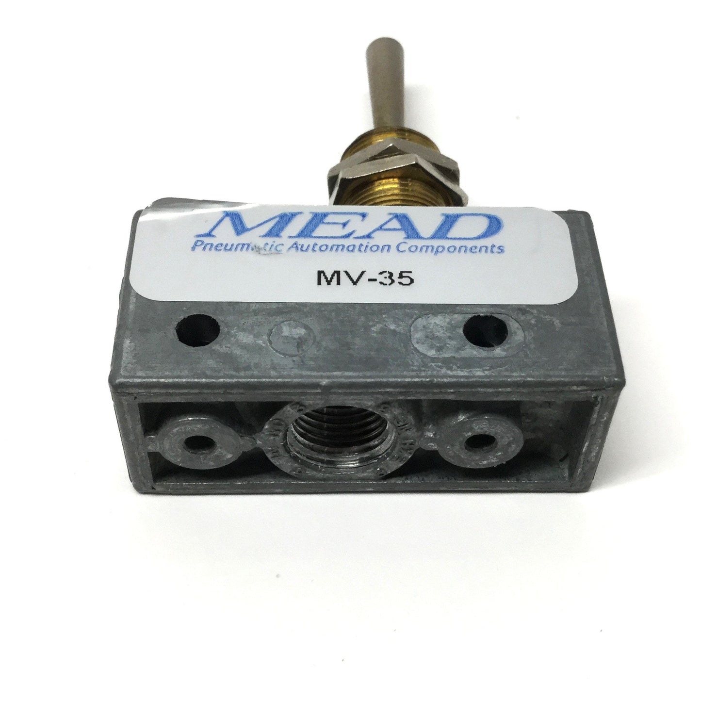 Used Mead MV-35 Pneumatic Toggle Switch Valve, Detented, 3-Port, 2-Position, 1/8" NPT