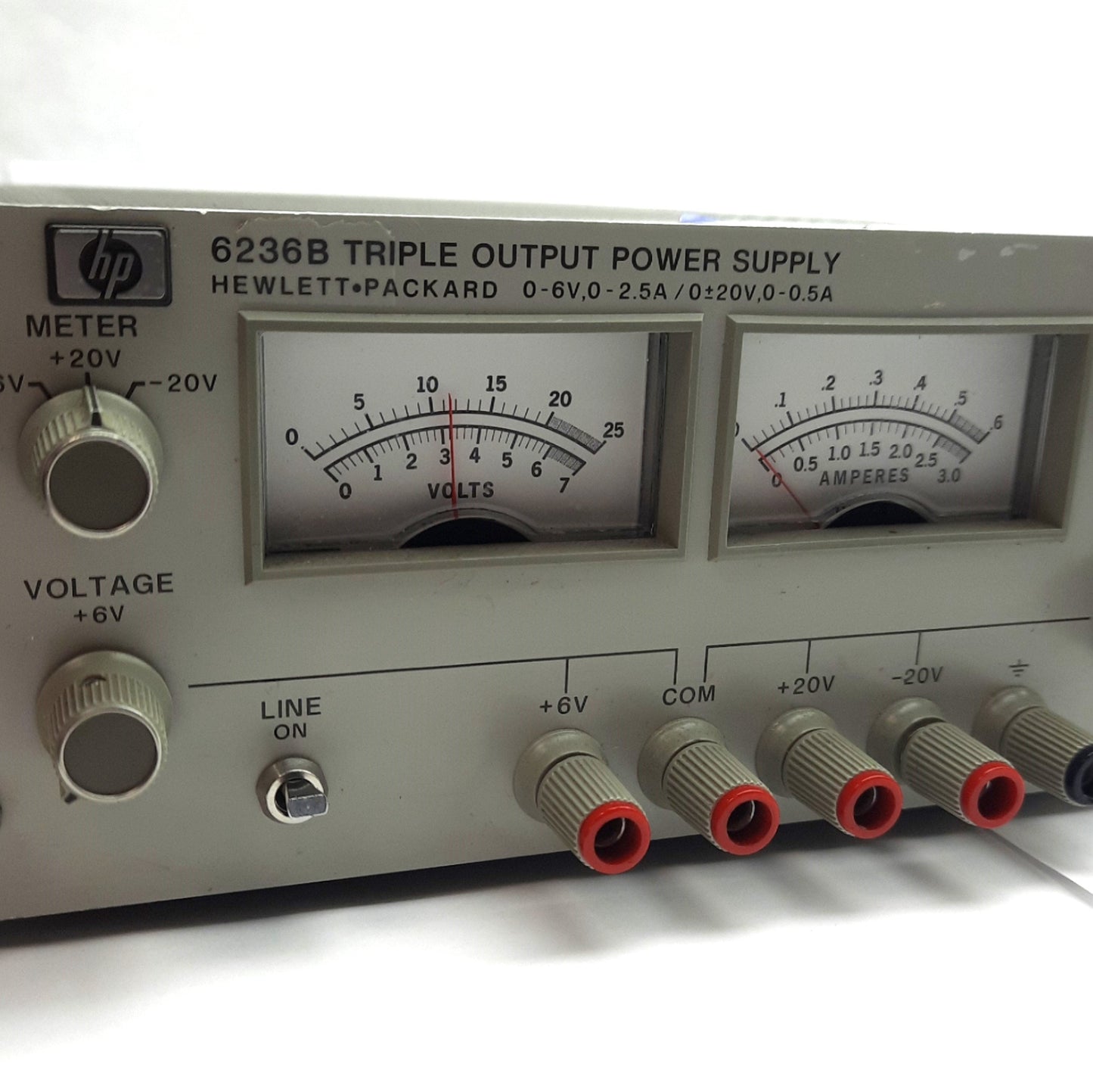 Used Hewlett Packard 6236B Triple Output Power Supply, 0-6V 2.5A, +/- 20V 0.5A