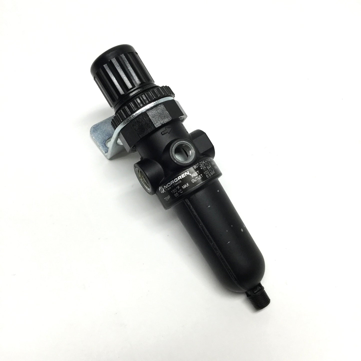 Used Norgren B07-234-A1KA Pneumatic Filter/Regulator, 250psi Max, 0-100psi, 1/4" NPT