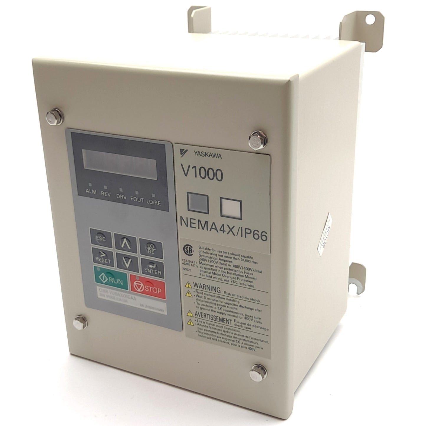 New Yaskawa CIMR-VUBA0003GAA AC Drive, 240VAC 1-Phase, 3.3A, 3/4HP, NEMA 4X