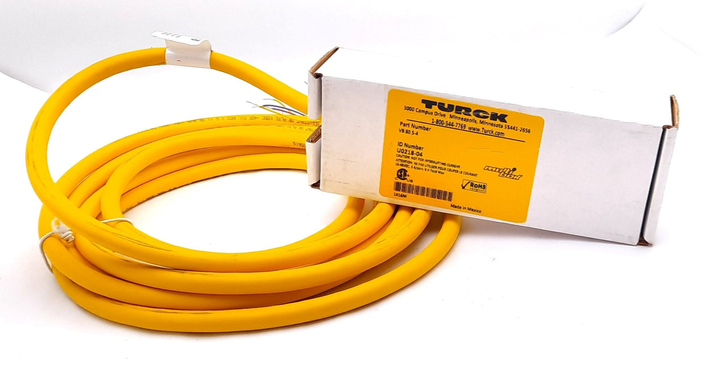 New Turck VB 80.5-4 8-Port Junction Box With Cable M12 Eurofast 8 I/O Ports 48VDC 3A