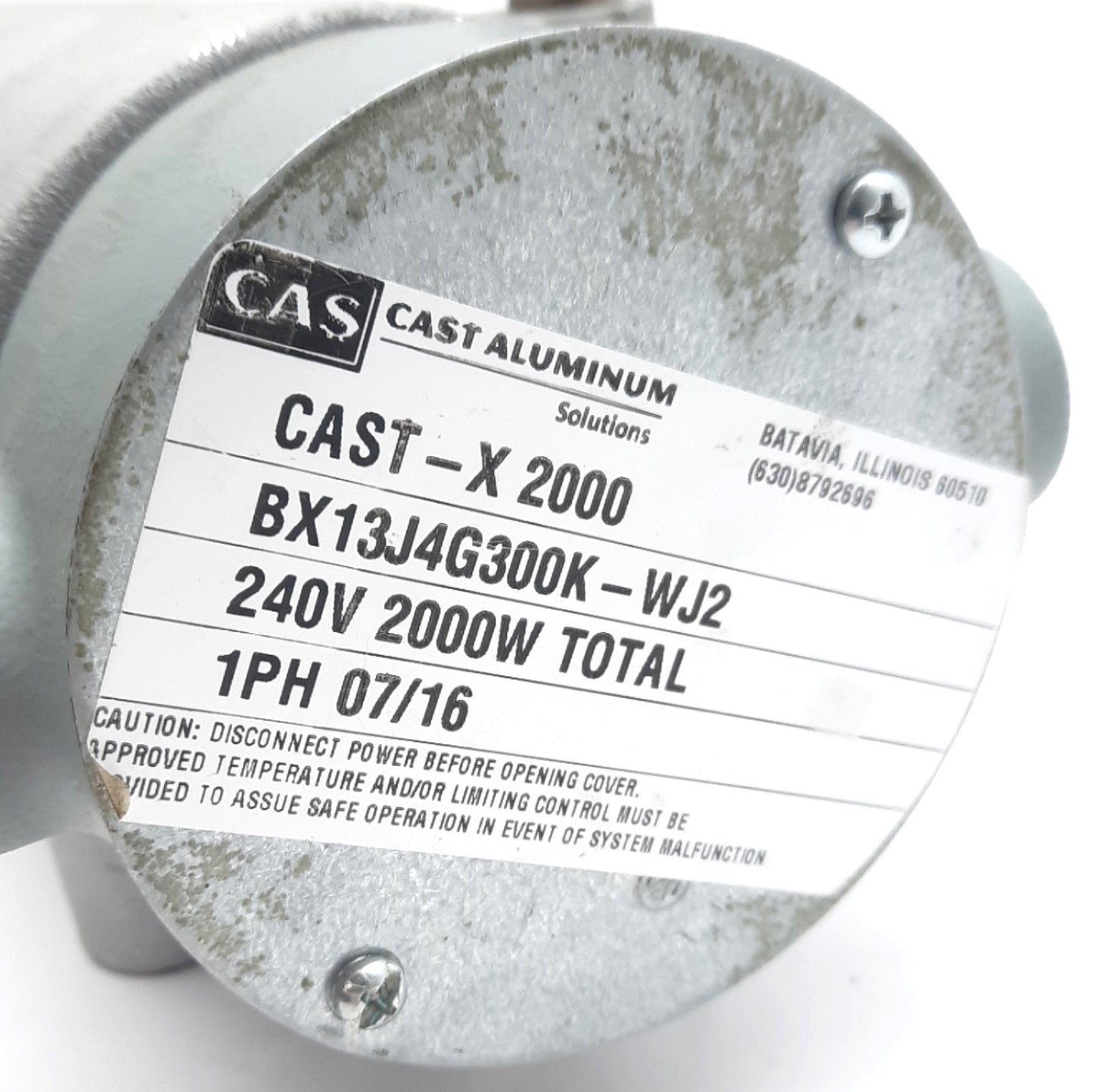 Used CAS BX13J4G300K-WJ2 CAST-X2000 Circulation Heater 2000W 240V AC 1-PH 8.3A, T/C:J