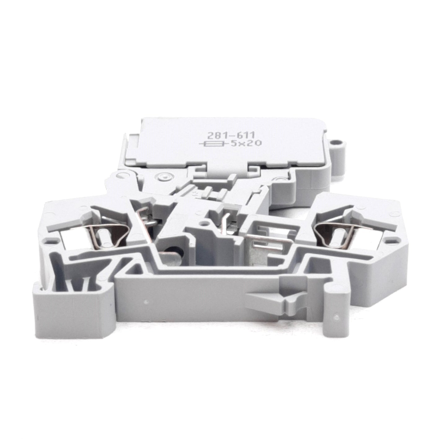 Used Lot of 5 Wago 281-611 Fused Terminal Blocks, 800V 16A, 5x20mm Fuses, DIN Rail