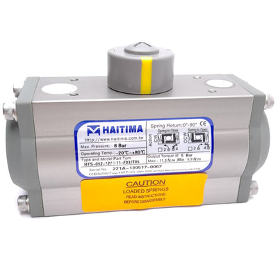 New Haitima HTS-052-12 Pneumatic Actuator, Single Acting, 8 Bar, 0-90° Spring Return