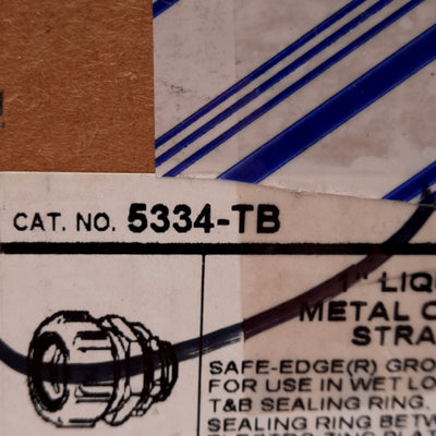 New – Open box Lot of 10 T&B 5334-TB Liquidtight Flexible Metal Conduit Connector, 1in NPT