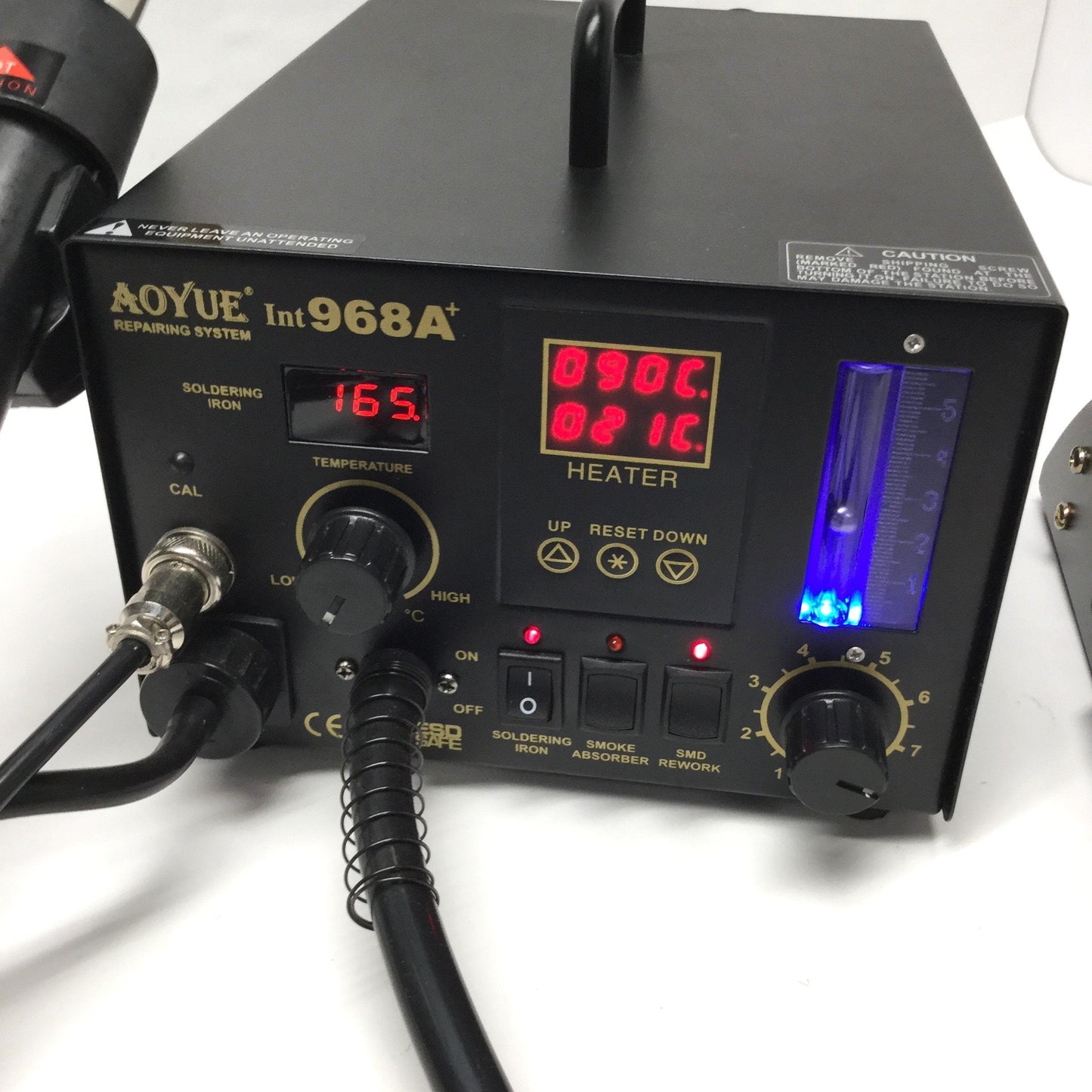 Used AOYUE 968A+ 4-in-1 Hot Air Soldering/Rework System w/ Workstand & 70W Iron