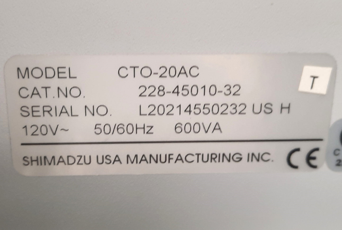 Used Shimadzu CTO-20AC Column Oven 4°C to 85°C, 0.1°C Resolution, Ten 25cm Columns