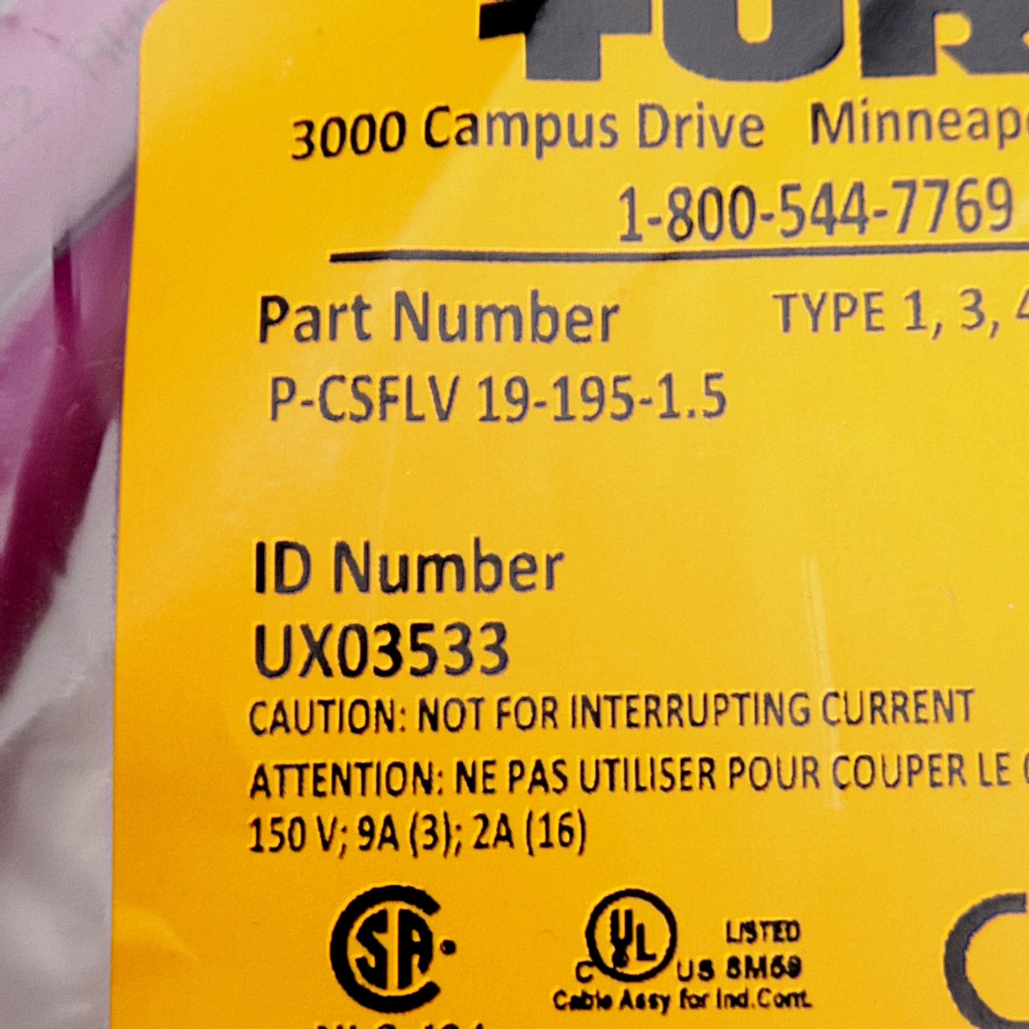 New Turck P-CSFLV 19-195-1.5 Cordset 150V 2A, M23 Multifast 19-Pin Male, M20, 1.5m