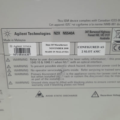 Used Agilent N5540A N2X Serial Protocol Tester Chassis, 2-Slots, 120/240VAC