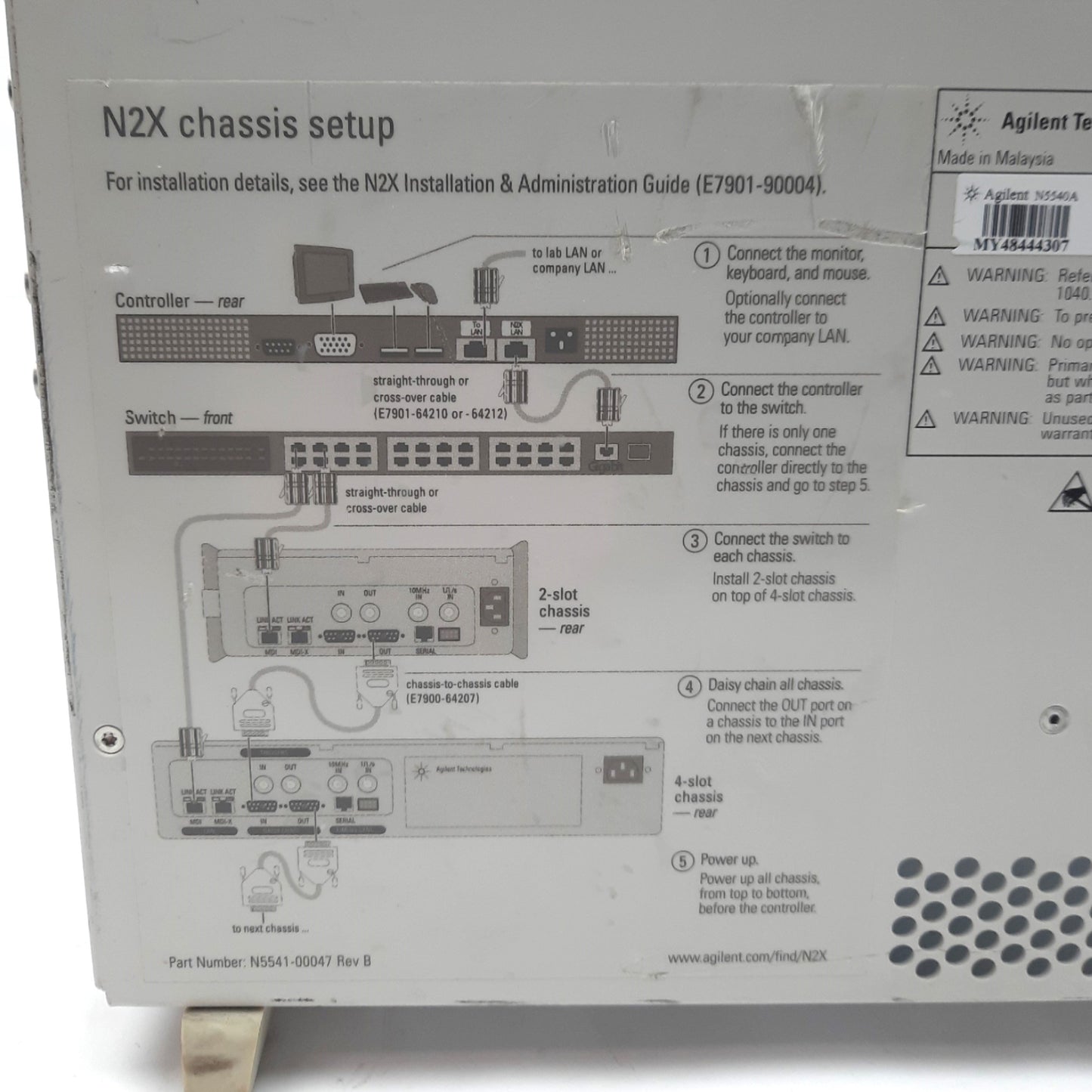 Used Agilent N5540A N2X Serial Protocol Tester Chassis, 2-Slots, 120/240VAC