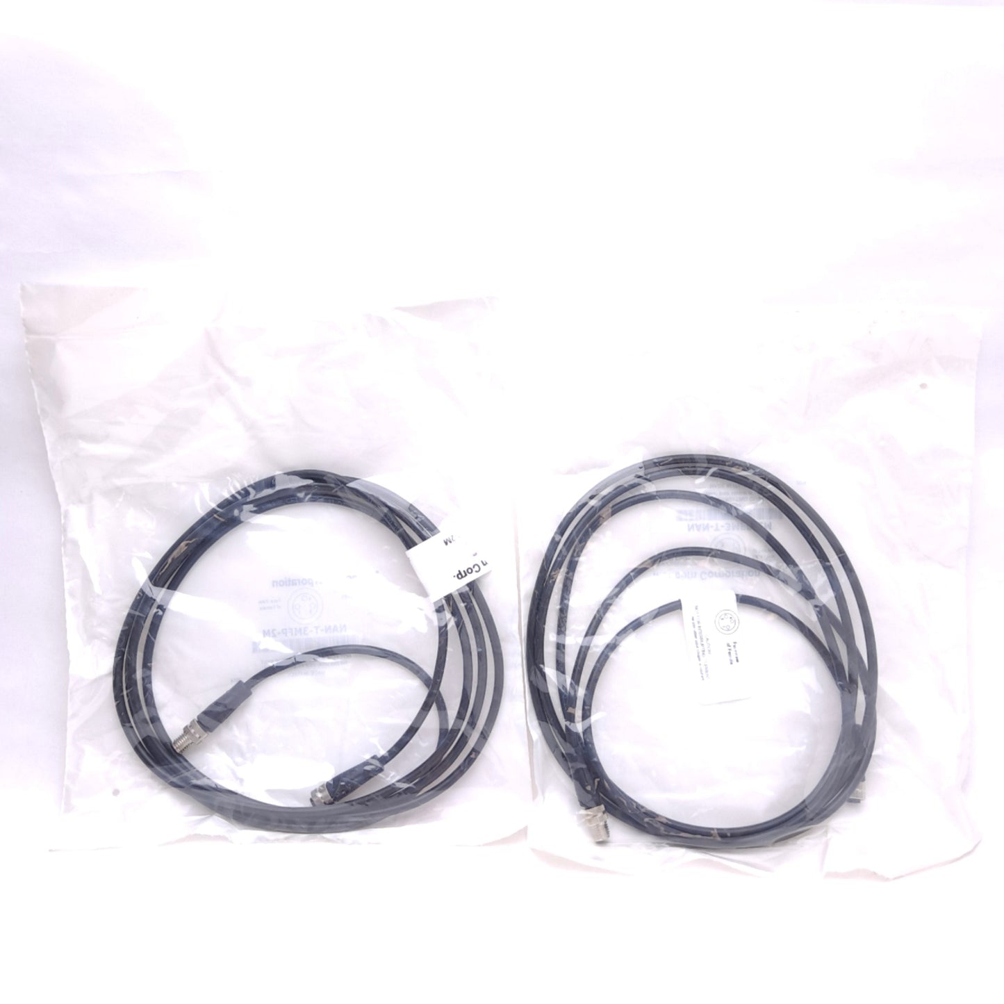 New Lot of 2 Mencom NAN-T-3MFP-2M Cable Cordset, M8 3-Pin Male/Female, 2m Length