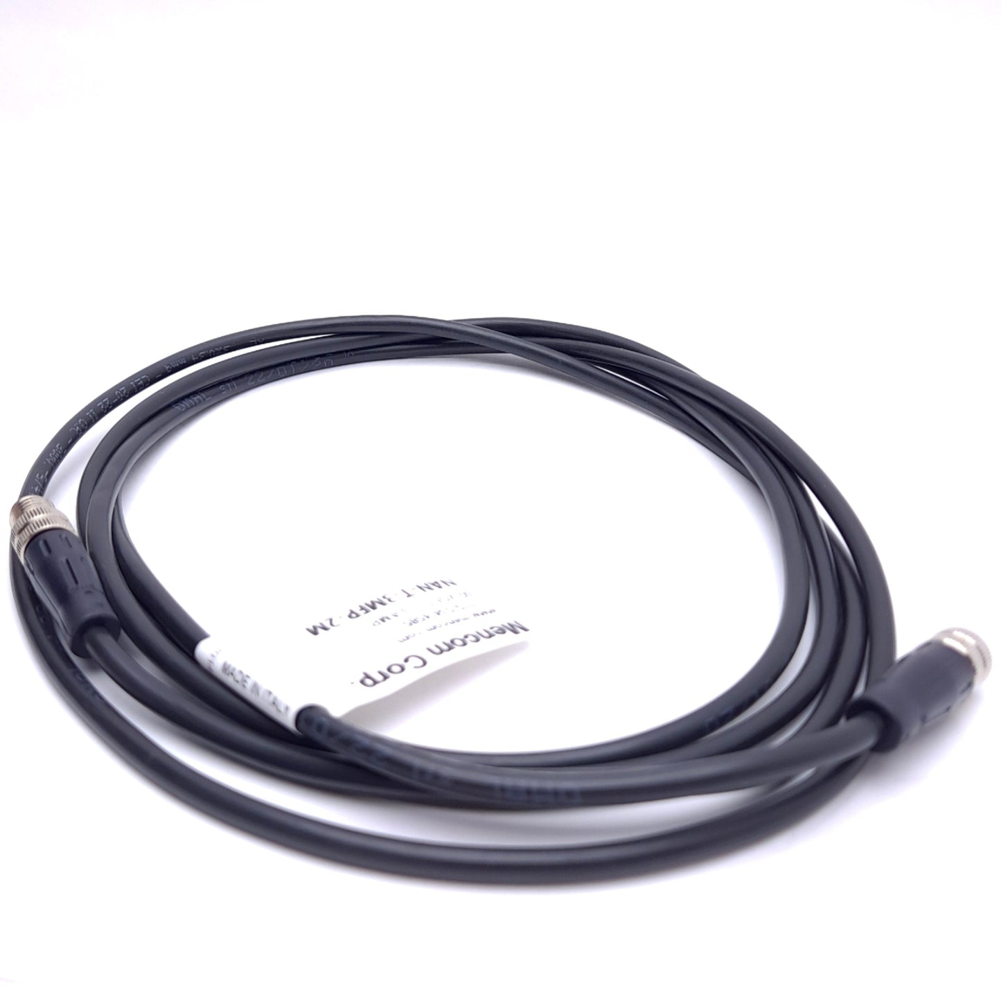 New Lot of 2 Mencom NAN-T-3MFP-2M Cable Cordset, M8 3-Pin Male/Female, 2m Length