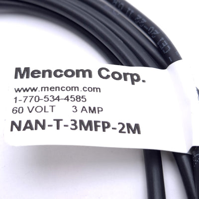New Lot of 2 Mencom NAN-T-3MFP-2M Cable Cordset, M8 3-Pin Male/Female, 2m Length