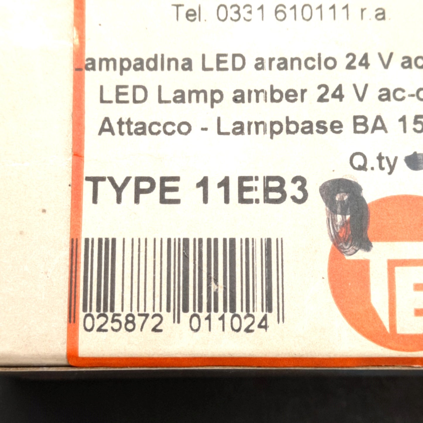 New Texelco 11EB3 Series BA 15D LED Bulb, 360° Diffused, Amber, 10 LEDs, 24VAC/DC