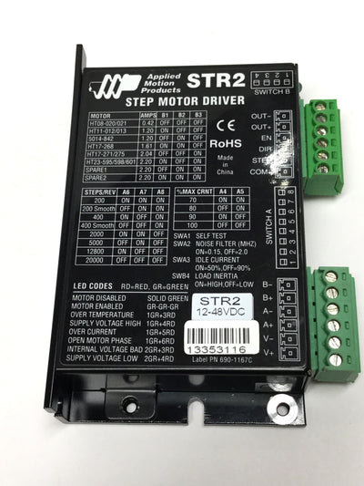 Used Applied Motion Products STR2 Microstep Motor Drive, 2-Phase, 12-48VDC, 2.2A/PH