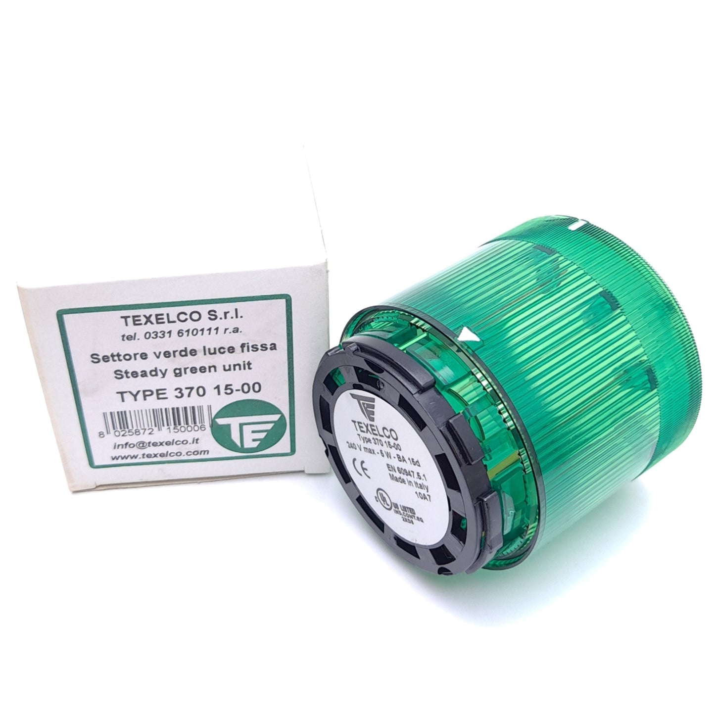 New Texelco Type 370 15-00 Stack Light Module, Steady Green, ø70mm, 12-240V